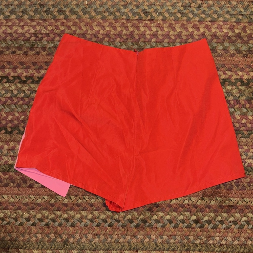 Nwot Red & Pink Color Block Overlap Skort - image 3